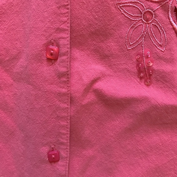 Essentials Maggie Short Sleeve Blouse NEW Plus Size 18W 20W 2X Pink Embroidered - Picture 6 of 8